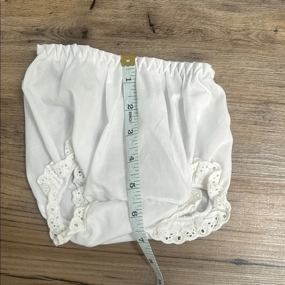 White Kids Bloomers with Burgundy Appliqué Paw Prints